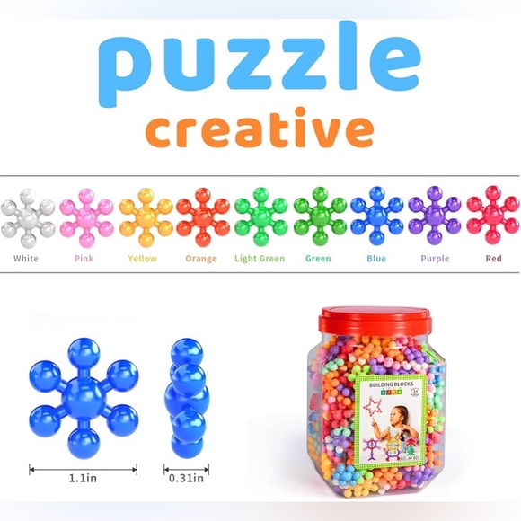 400 pc interlocking educational building blocks..(NWT) with plastic storage - Picture 2 of 6